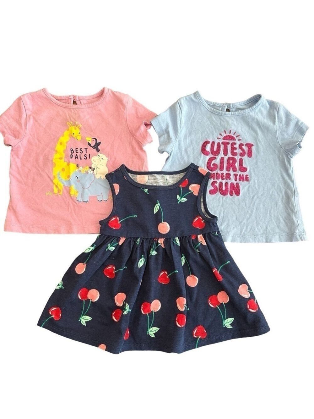 Joe Fresh Baby Bundle Graphic Short Sleeve T-Shirts & Cherry Print Tank Top
